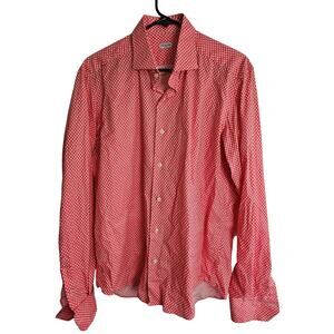 Sparta Roma Mens Shirt Pink Floral Spread Collar Button Size 41/16 Preppy Casual